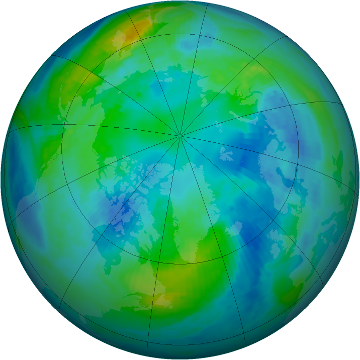 Arctic ozone map for 15 October 1988